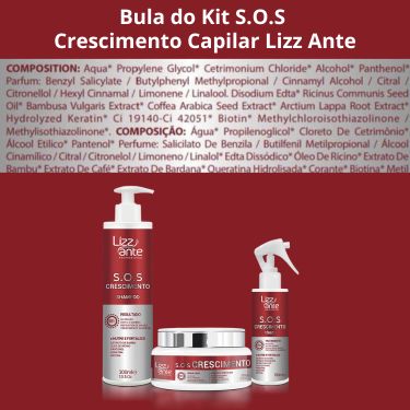 Composição Kit Sos Crescimento Capilar Lizz Ante